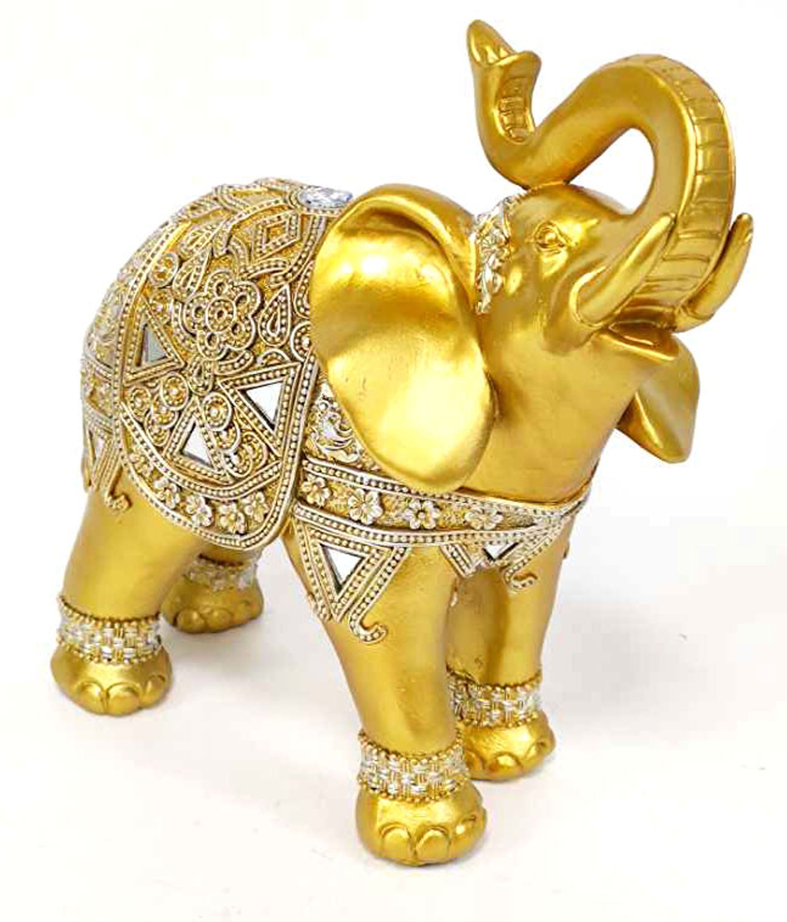 Dalax-9 Inches Height Gold Color Elephant Figurine Living Room Bedroom Decor Gifts for Housewarming | Birthday| Valentine's Day | Mother's Day Gift