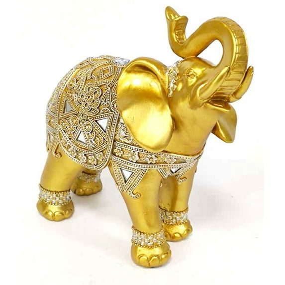 Dalax-9 Inches Height Gold Color Elephant Figurine Living Room Bedroom Decor Gifts for Housewarming | Birthday| Valentine's Day | Mother's Day Gift