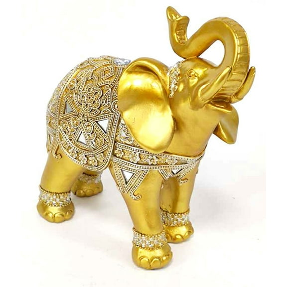Dalax-9 Inches Height Gold Color Elephant Figurine Living Room Bedroom Decor Gifts for Housewarming | Birthday| Valentine's Day | Mother's Day Gift