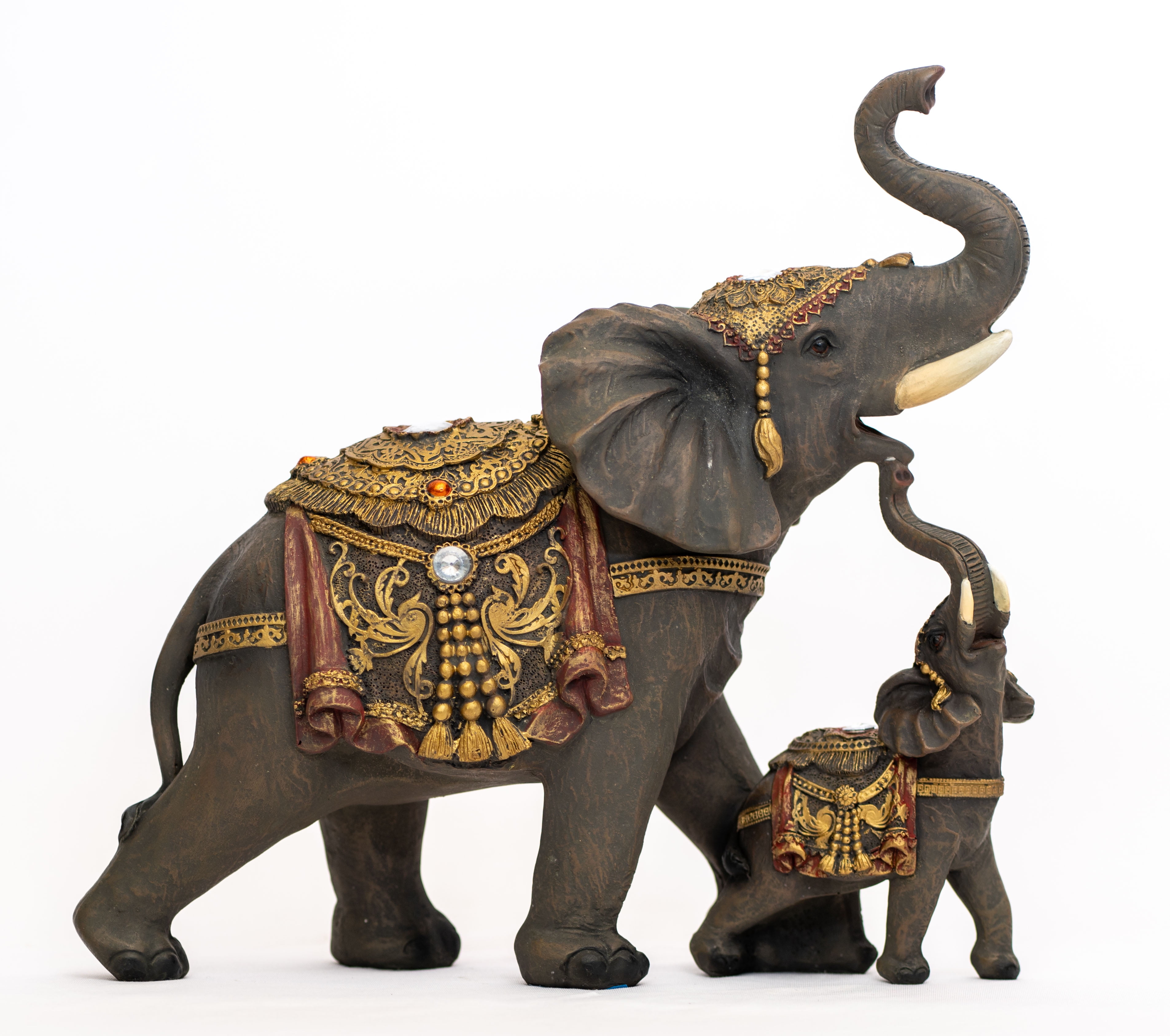 DalaxMama and Baby Decorative Elephants Statue Figurines Decor Trunk