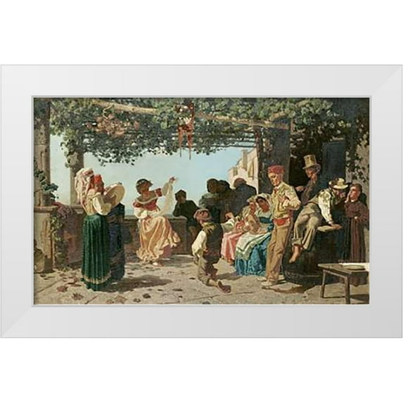 Dalbono, Eduardo 24x16 White Modern Wood Framed Museum Art Print Titled - La Tarantella