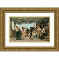 thumbnail image 1 of Dalbono, Eduardo 32x21 Gold Ornate Wood Framed with Double Matting Museum Art Print Titled - La Tarantella, 1 of 4