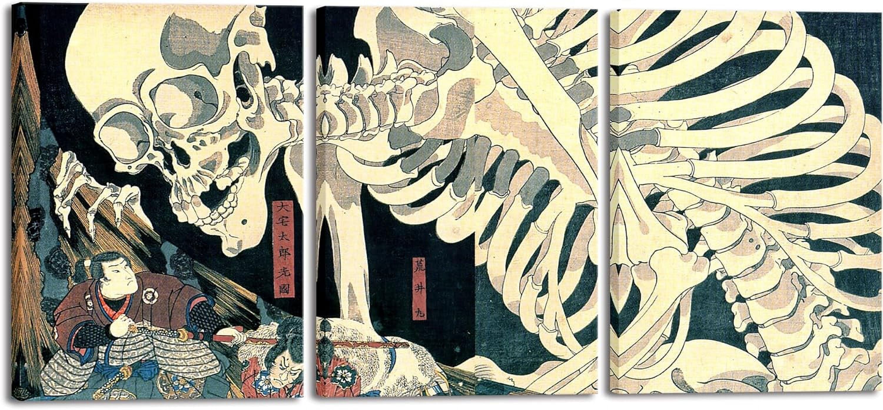 Dale 3 3 Piece Witch and Skeleton UkiyoE by Utagawa Takiyasha Historic