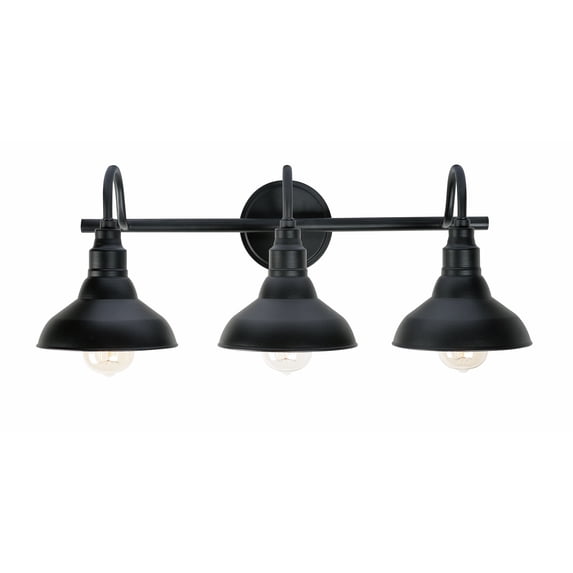 Kenroy Home Dale 24'' Vanity Light 3-Light Wall Light Fixture Country/Farmhouse Table Light Fixture for Bathroom, Hallway, or Office, Sand Black