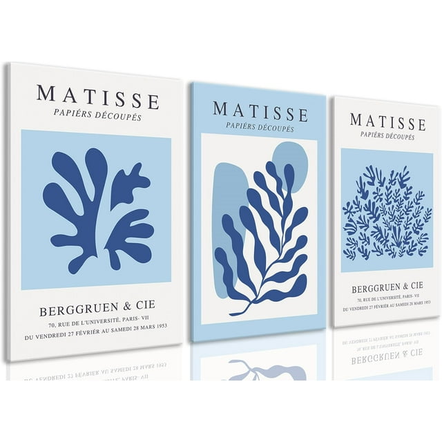 Dale 3 Navy Blue Wall Art Canvas Abstract Floral Painting Blue and Gray