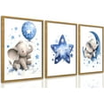 thumbnail image 1 of Hieng Nursery Canvas Wall Art Set Of 3 Baby Boy Girls Kids Room Picture Wall Decor Jungle Safari Lion Elephant Giraffe Poster Painting Cute Animal Prints For Children Toddlers Bedroom, 1 of 5