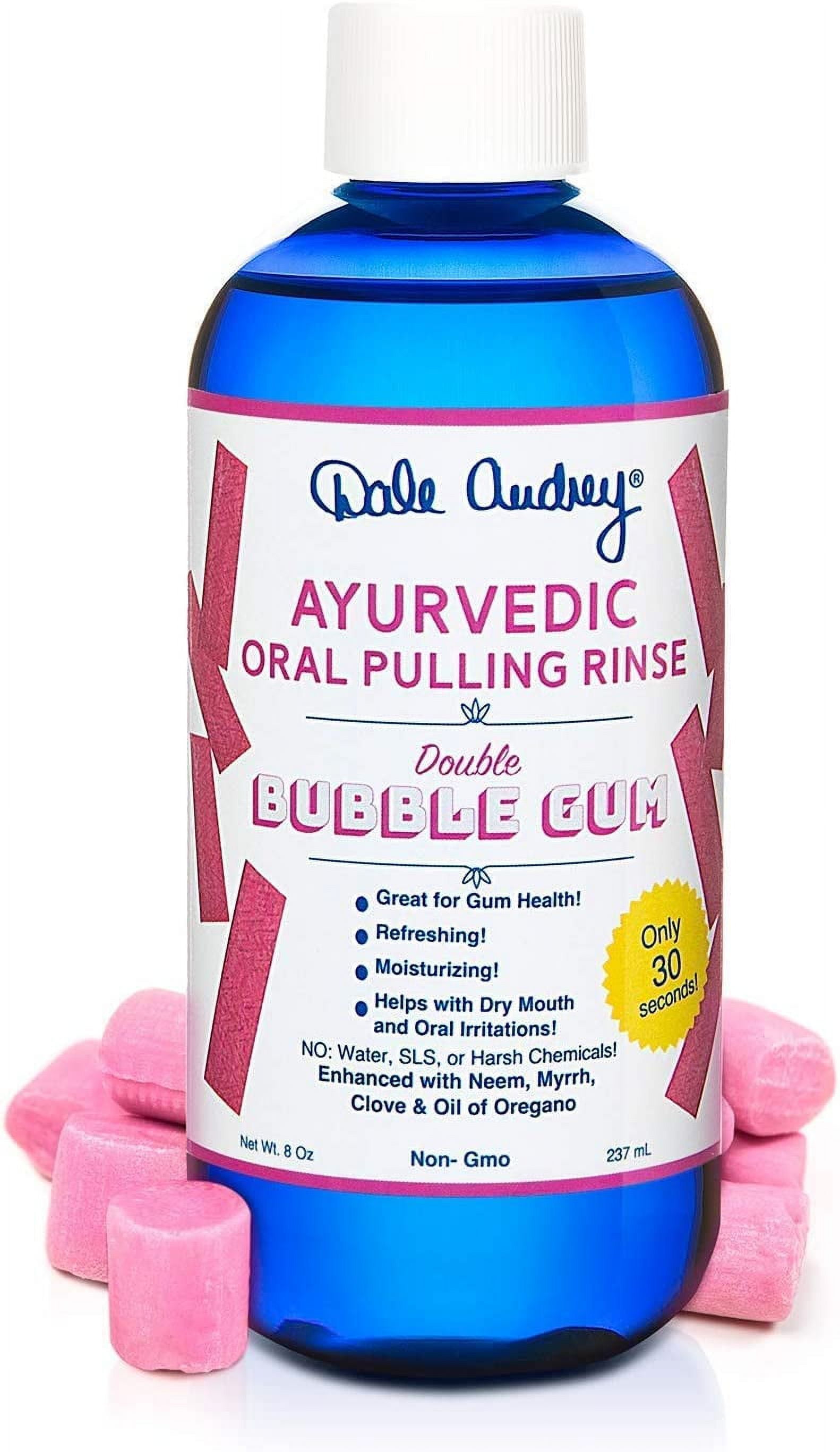 Dale Audrey Ayurvedic Mouth Wash for Adults, Oil Pulling for Teeth and Gums, Fresh Breath Oral Rinse, Bubblegum Mouthwash for Bad Breath, 8 OZ