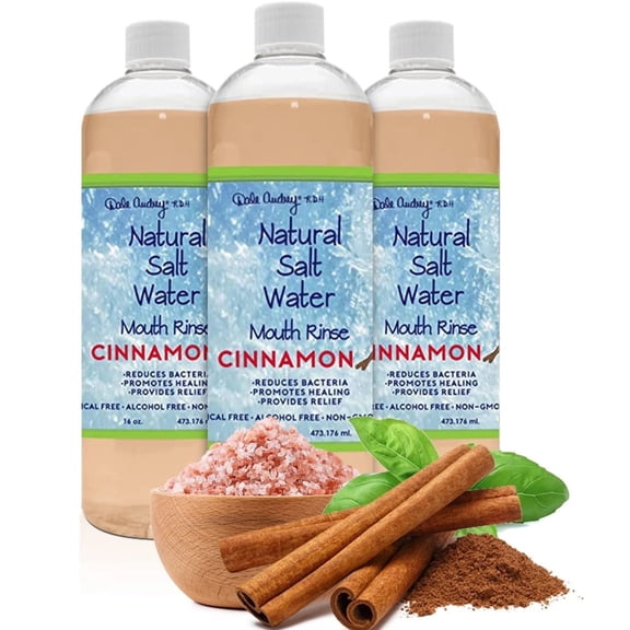 Dale Audrey Natural Himalayan Saltwater Mouthwash, Natural Cinnamon Flavor (3 Pack,16 Oz)