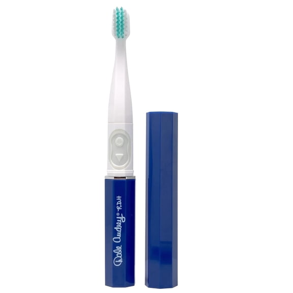 Dale Audrey Quick Sonic Electric Battery Powered Toothbrush, Blue, All Ages, Travel, Soft Bristle for Deep Cleaning