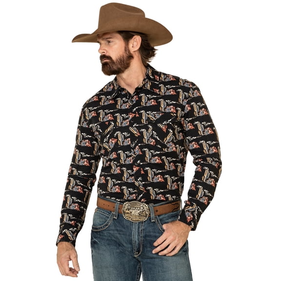 Rock Roll Cowboy Men's Black Dale Brisby Aztec Poplin Shirt B2S6722