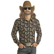 Dale Brisby Men's Cactus Print Long Sleeve Snap Western Shirt Black XX-Large
