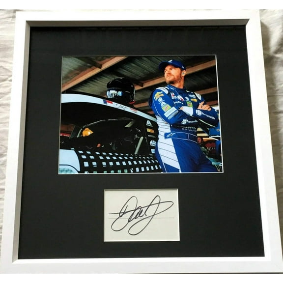 Dale Earnhardt Jr. Autograph custom framed with 8x10 garage photo JSA