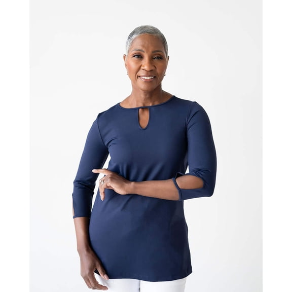 Dale Keyhole Cutout 3/4 Sleeve Single Layer Tunic