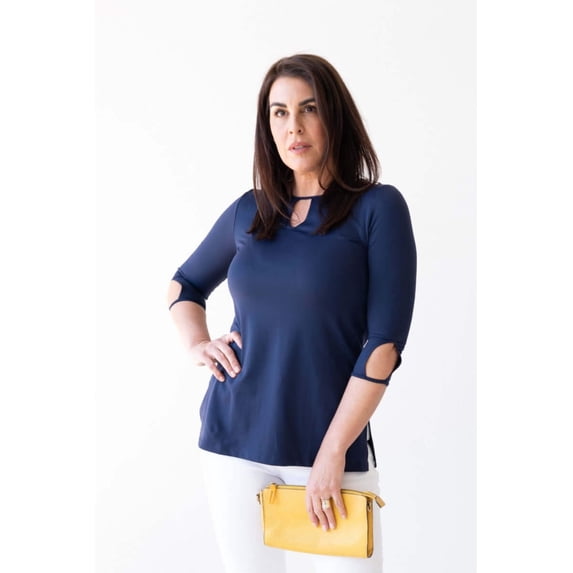 Dale Keyhole Cutout 3/4 Sleeve Single Layer Tunic