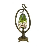 Dale Tiffany 1-Light Metal & Art Glass Accent Lamp in Antique Bronze/Green
