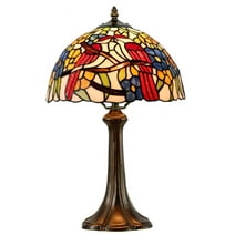 Dale Tiffany 1-Light Metal & Art Glass Table Lamp in Antique Bronze/Yellow