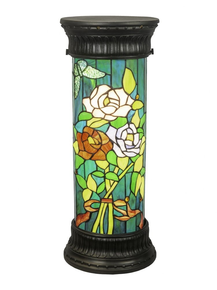 Dale Tiffany 1-Light Resin & Art Glass Accent Lamp in Antique Bronze/Green