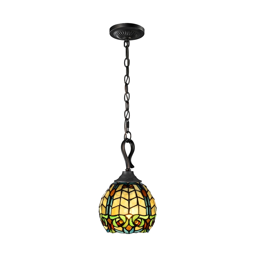 Raphael Antique Bronze Mini Pendant with Amber Glass Shade