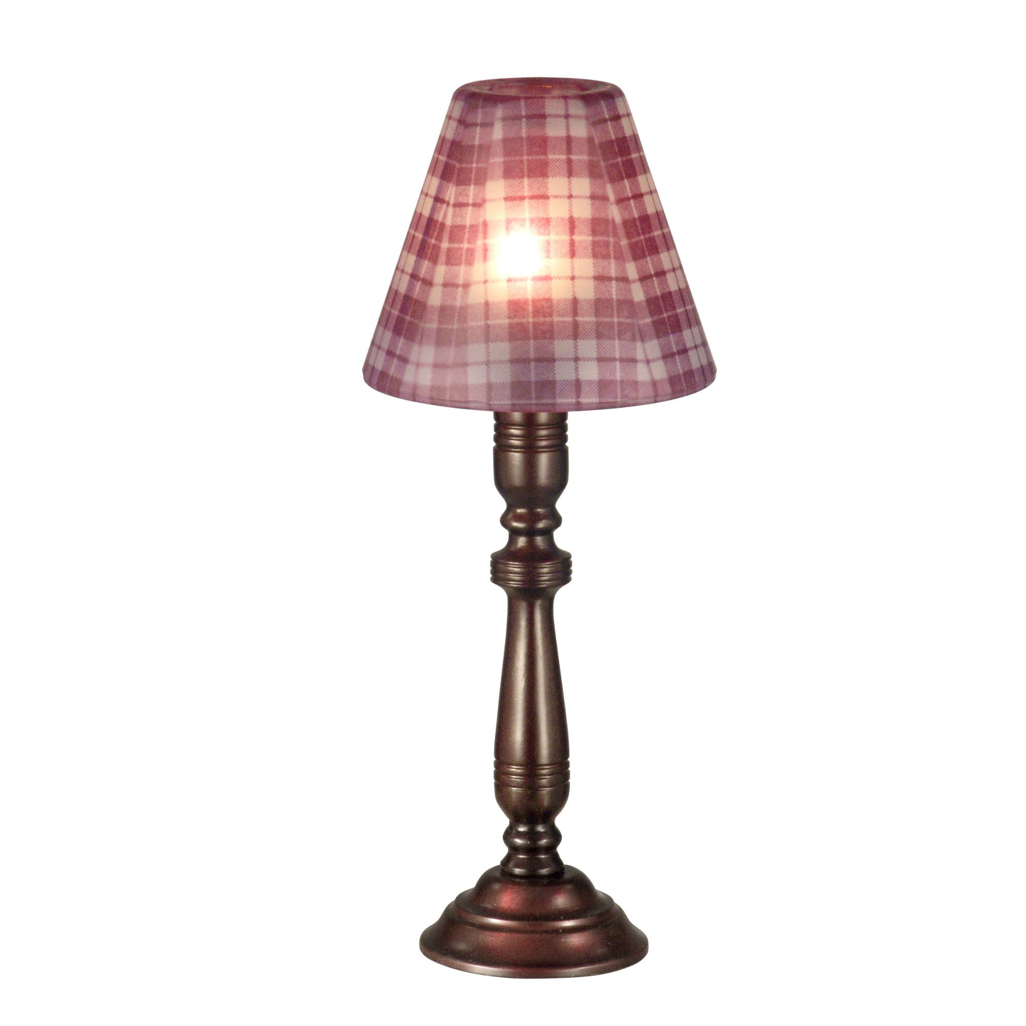 Winter Elegance 12" Hand-Blown Art Glass Votive Holder in Mauve Plaid