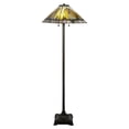 thumbnail image 1 of Dale Tiffany 2-Light Metal & Art Glass Floor Lamp in Fieldstone/Amber, 1 of 3