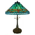thumbnail image 1 of Dale Tiffany 2-Light Metal & Art Glass Table Lamp in Antique Bronze/Azure Blue, 1 of 2