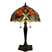 Dale Tiffany 2-Light Resin & Art Glass Table Lamp in Antique Bronze and Green