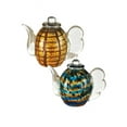 thumbnail image 1 of dale tiffany 2-piece inferno hand blown art glass tea pot sculpture amber, 1 of 2