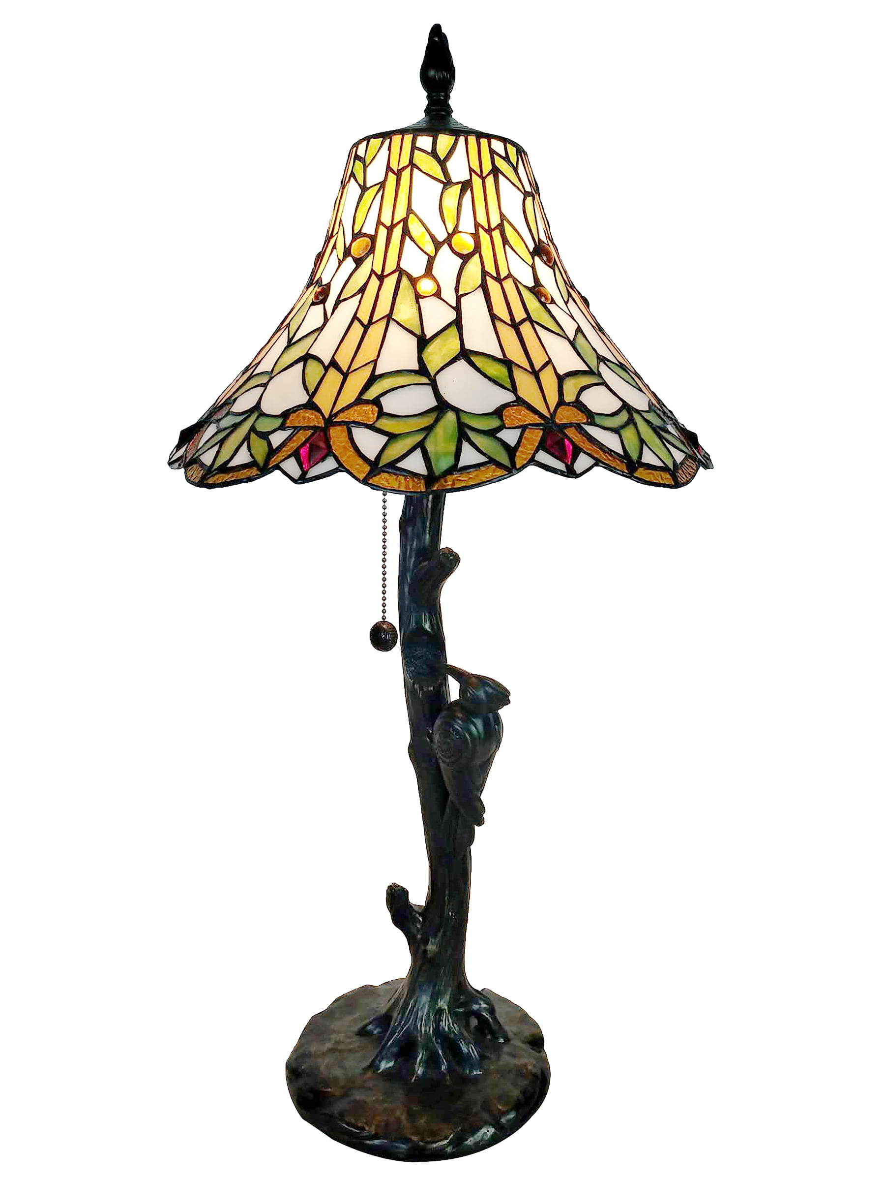 Antique Bronze 28" Table Lamp with Stained Glass Shade