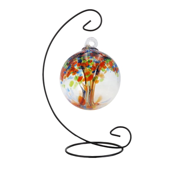 AC23189-D4 Dale Tiffany Lighting Tree Of Life - 4 Inches Royal Hand Blown Glass Ball With Stand-10 Inches Tall and 7 Inches Wide