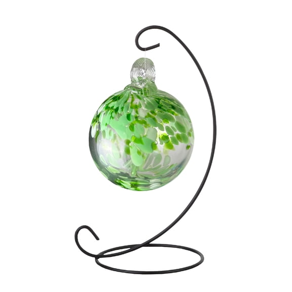 Art Glass Designs Tree of Life Celtic Hand-Blown Gazing Glass Ball with Stand - 9" - Green