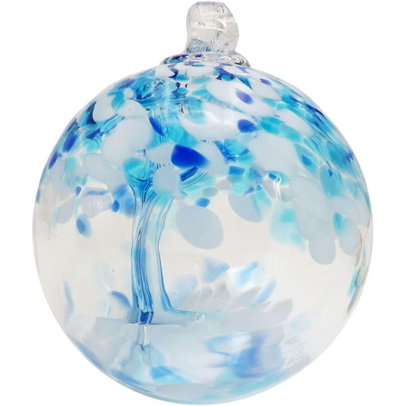 Dale Tiffany | AS22235-D8 Hand Blown Glass - Tree of Life Collection - Witch Globe Hanging Garden | Indoor/Outdoor Home Décor | Gazing Ball | Decorative Ornament | Aqua | 8" Diameter