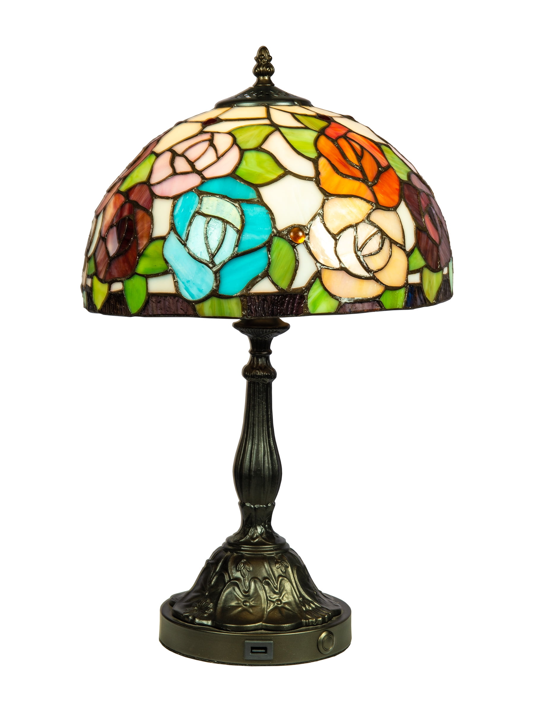 Dale Tiffany Belica Floral 19.5" Tall Handmade Tiffany Table Lamp with
