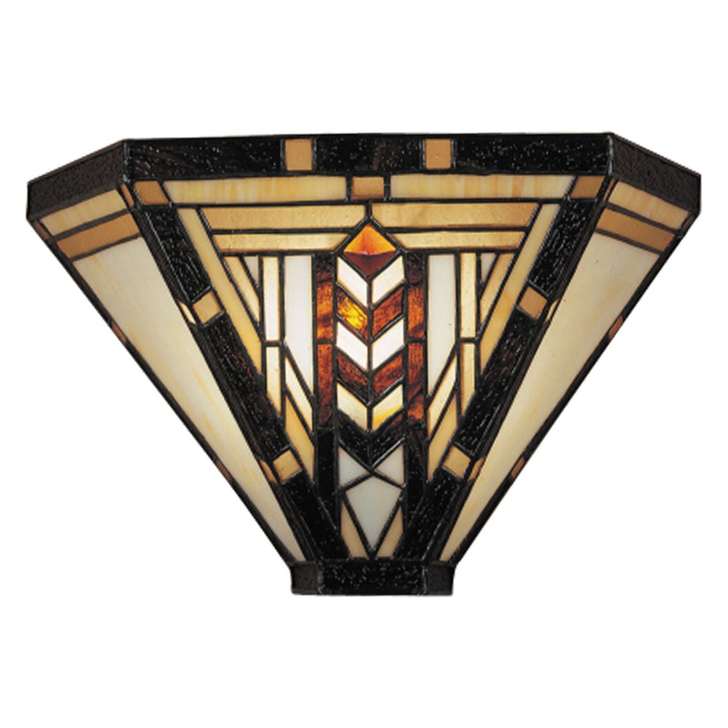 White and Bronze Mission Style Chevron Wall Sconce