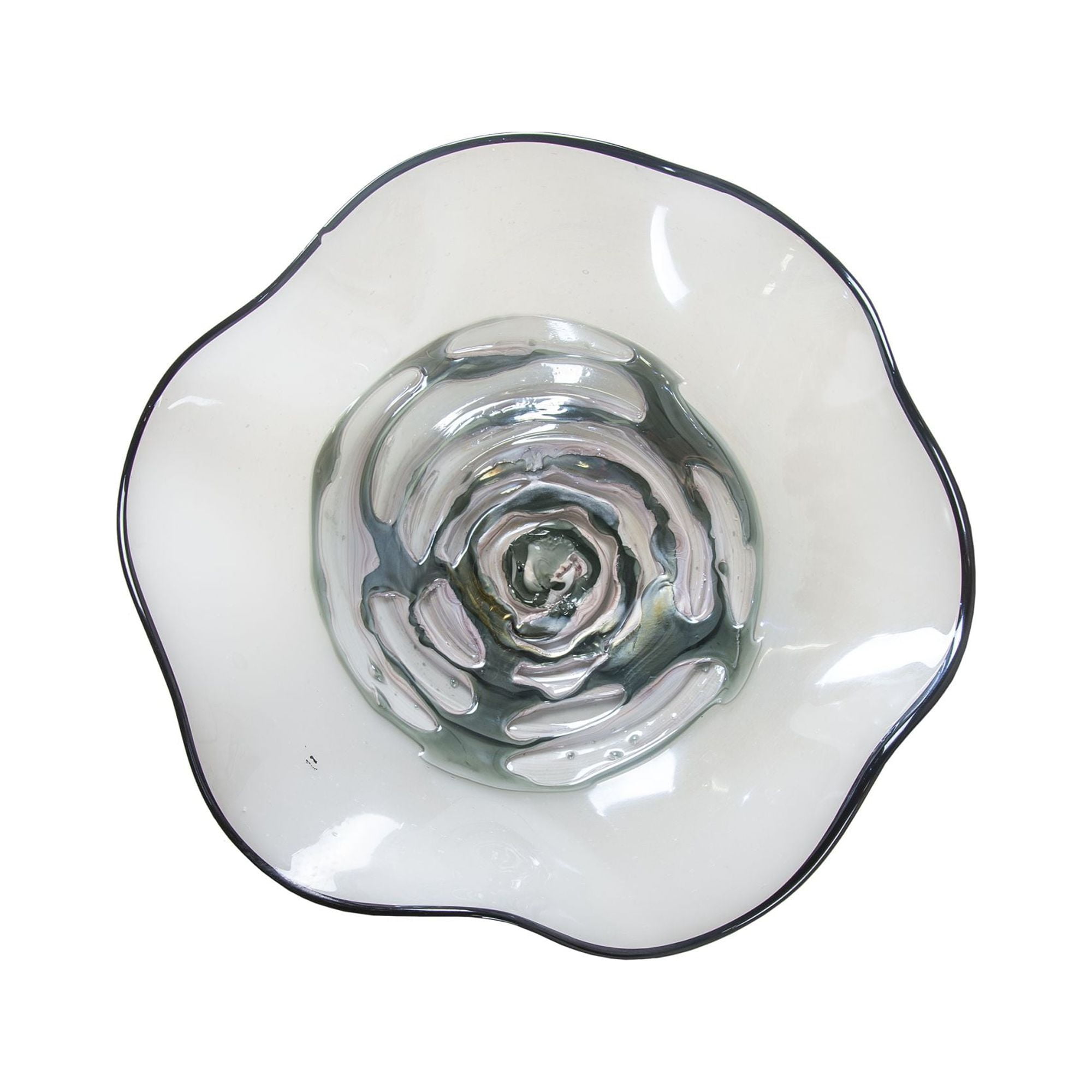 Dale Tiffany Cavalier White Grey Hand Blown Art Glass Wall Decor - 16 inch