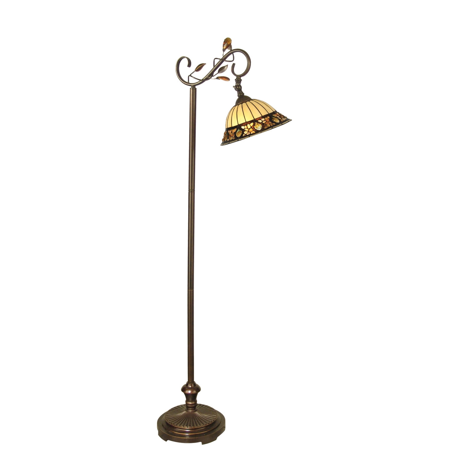 Arcadian Bronze 60'' Stained Glass Floor Lamp with Pebble Detail