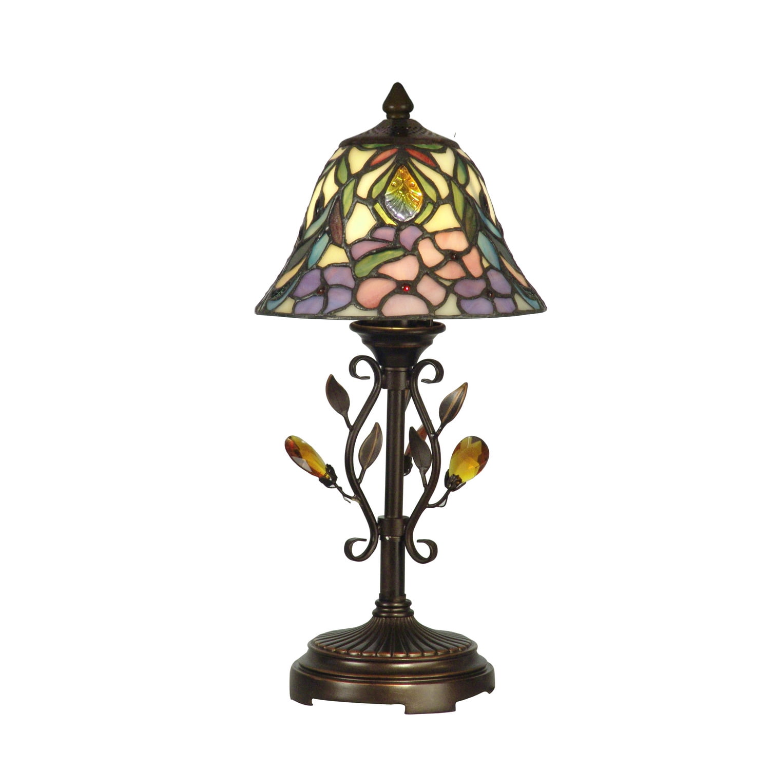 Antique Golden Sand Tiffany Style Peony Accent Lamp