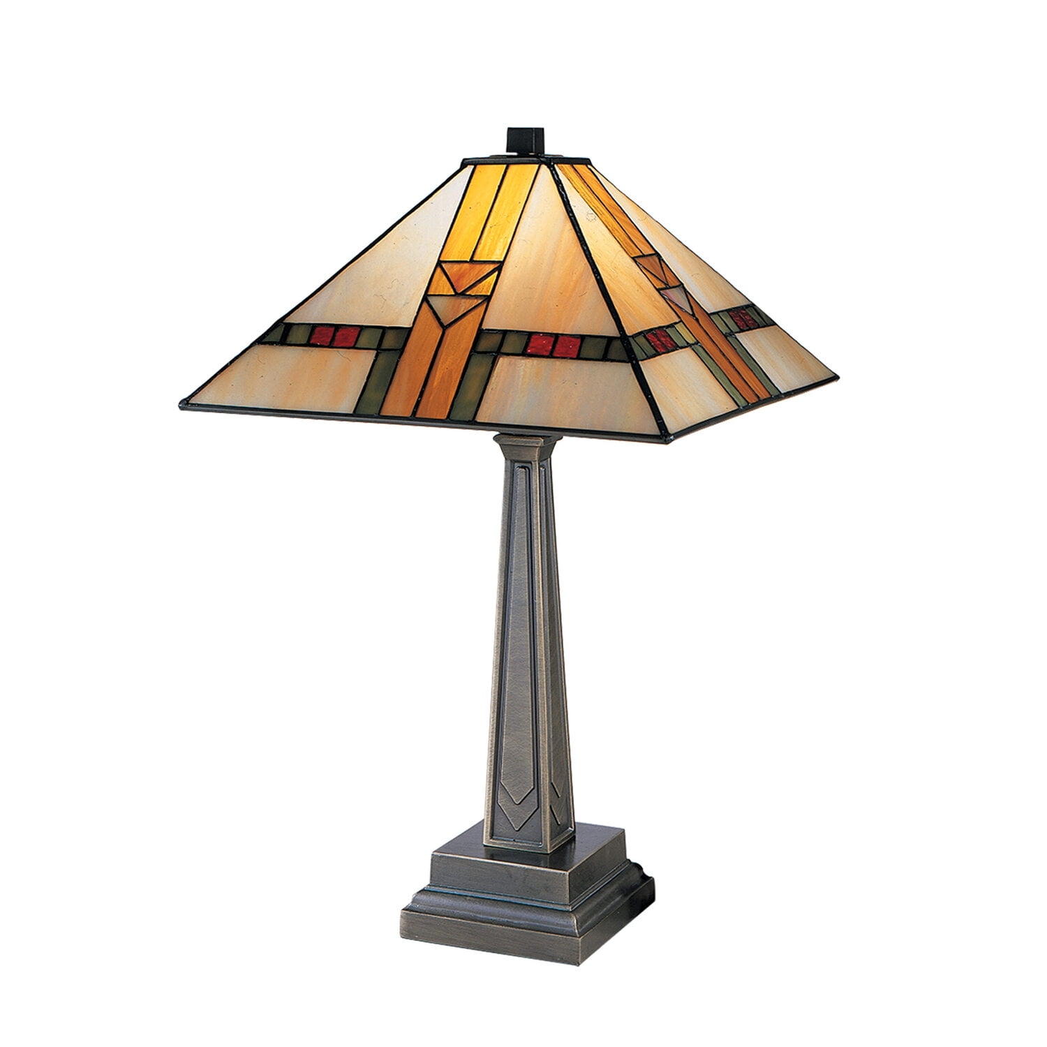 Edmund Mission 21" Stained Glass Table Lamp in Chocolate Bronze