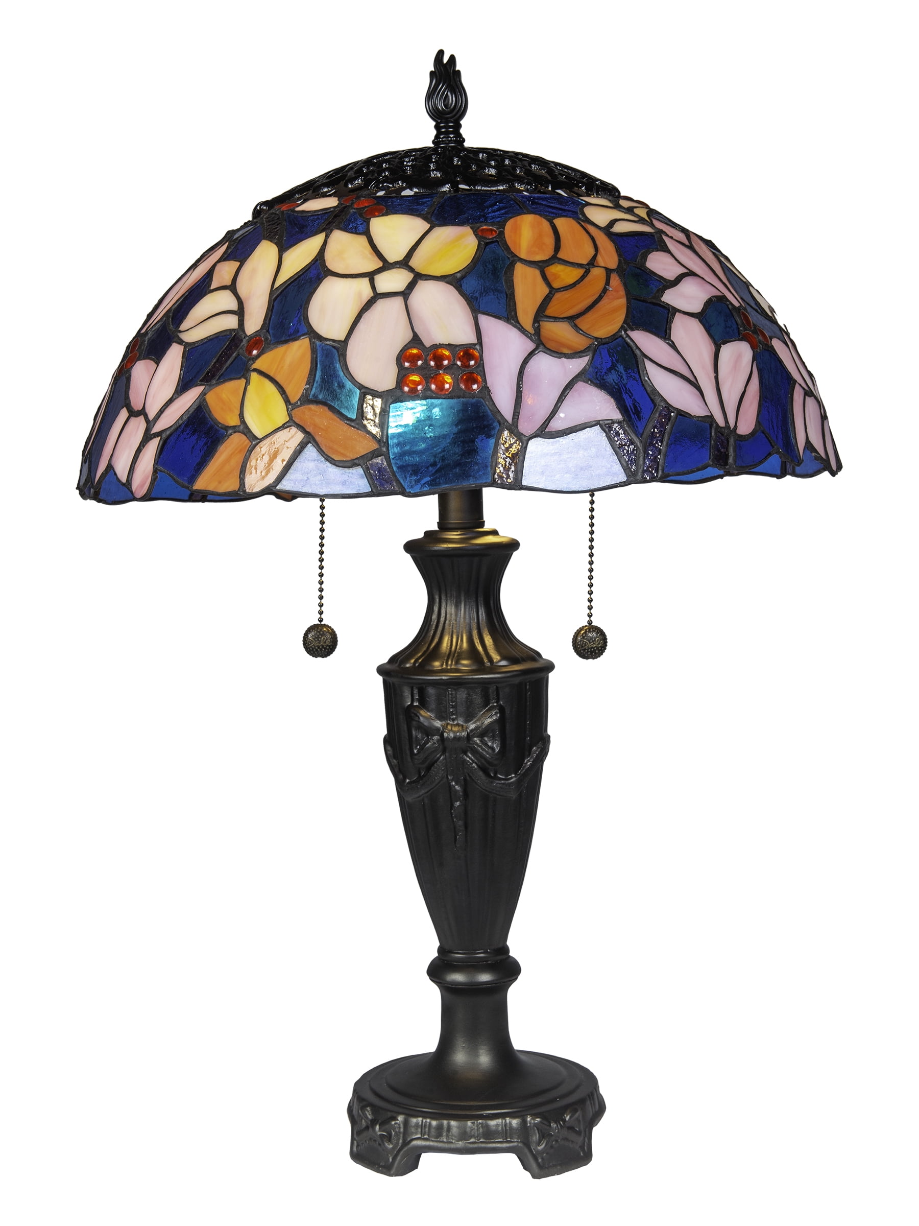 Florieta 24" Bronze Table Lamp with Stained Glass Shade