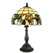 Dale Tiffany Geometric Resin & Art Glass Table Lamp in Dark Coffee/Green