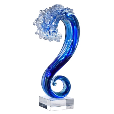 Pacific Wave Handcrafted Art Glass Sculpture - 15.5"