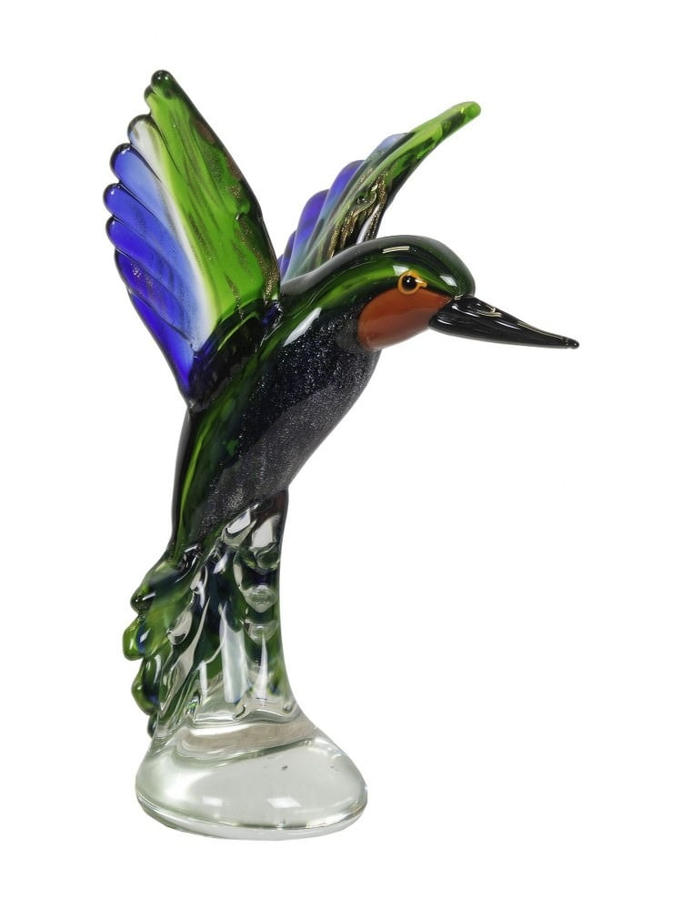 Dale Tiffany Hummingbird Modern Art Glass Figurine in Green/Blue