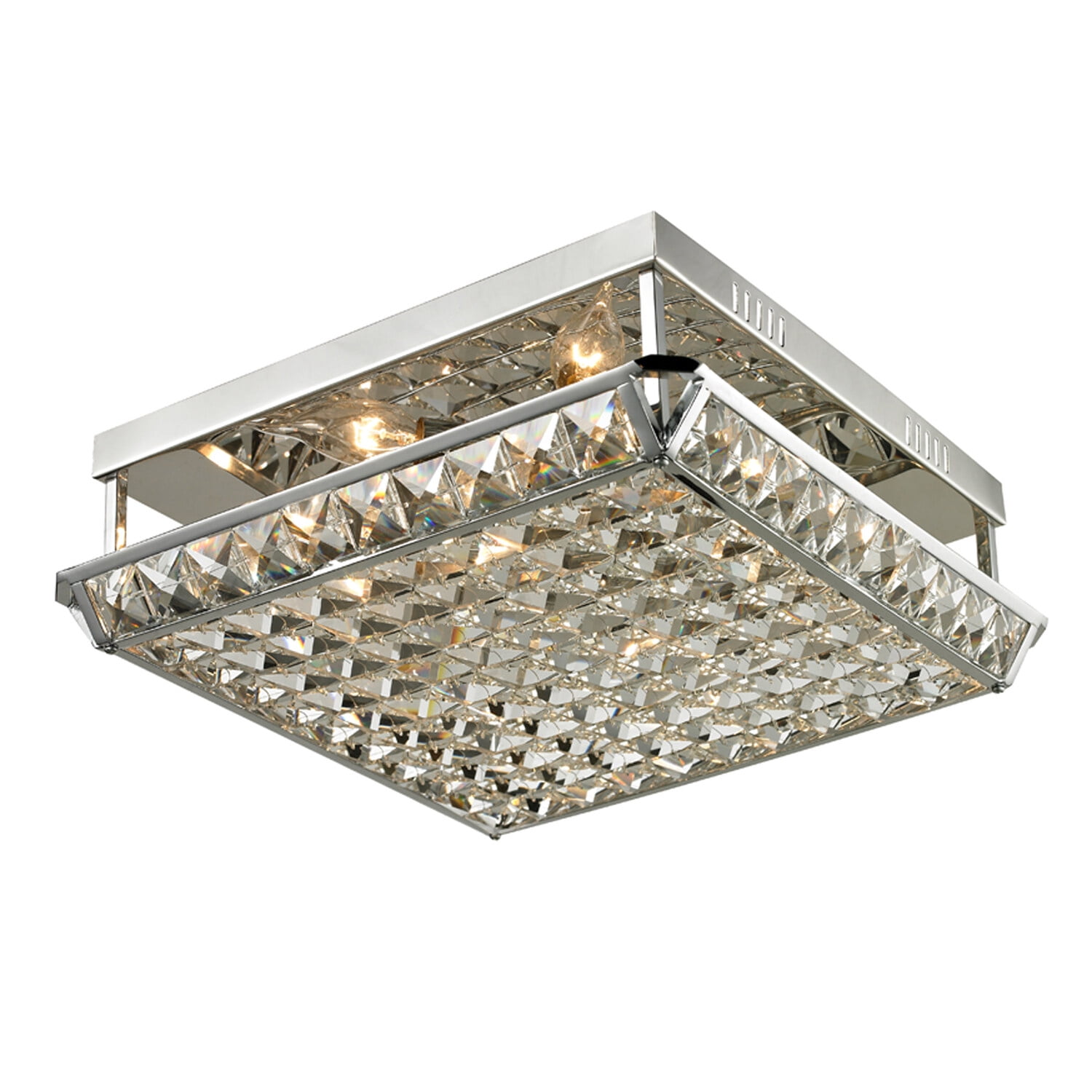 Ibiza Square Crystal and Chrome Flush Mount Ceiling Light