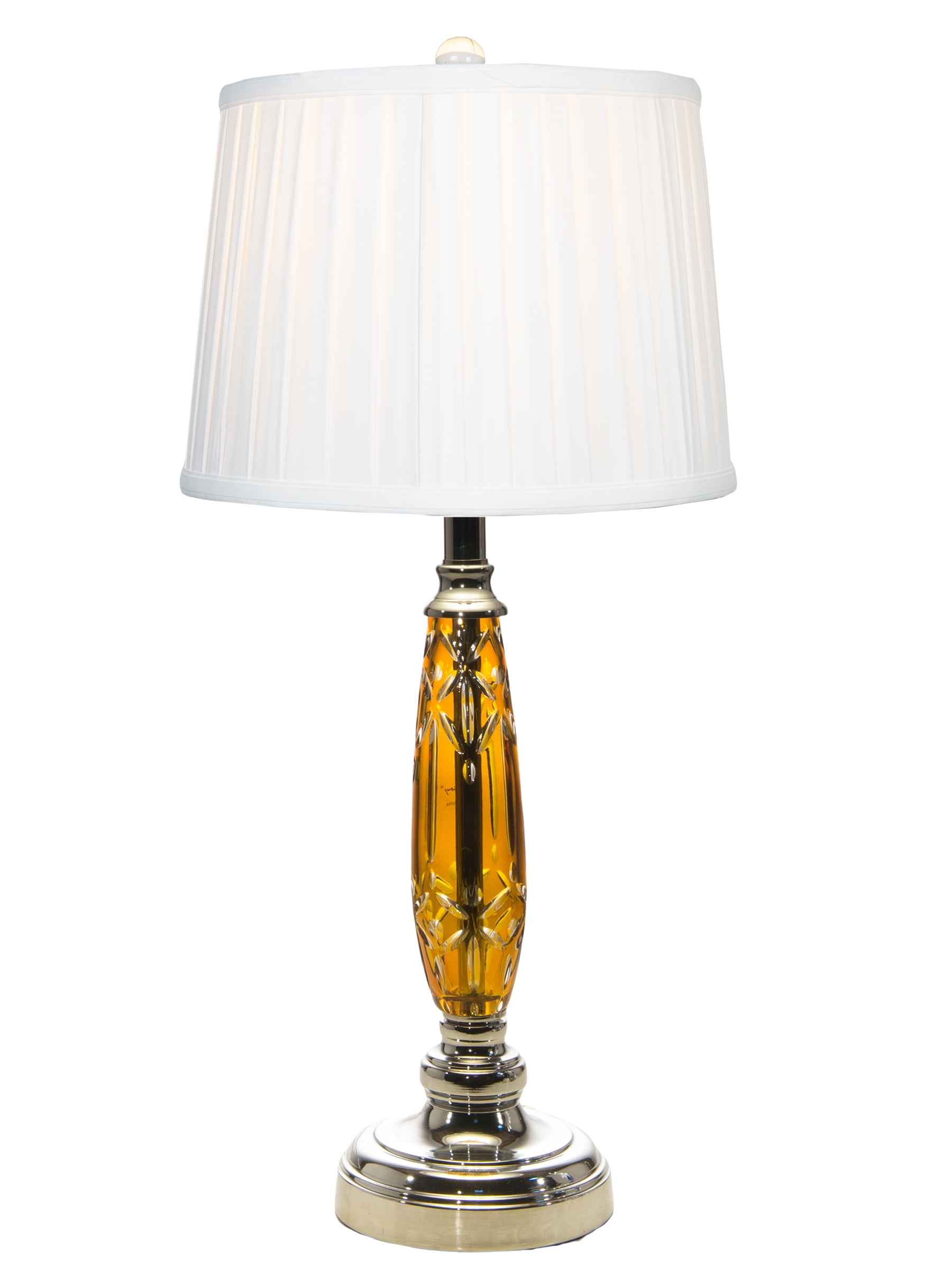 Dale Tiffany Polished Chrome Glossy Amber 24% Lead Crystal Table Lamp Table Lamp