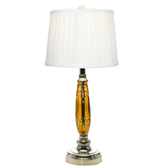 Dale Tiffany Polished Chrome Glossy Amber 24% Lead Crystal Table Lamp Table Lamp
