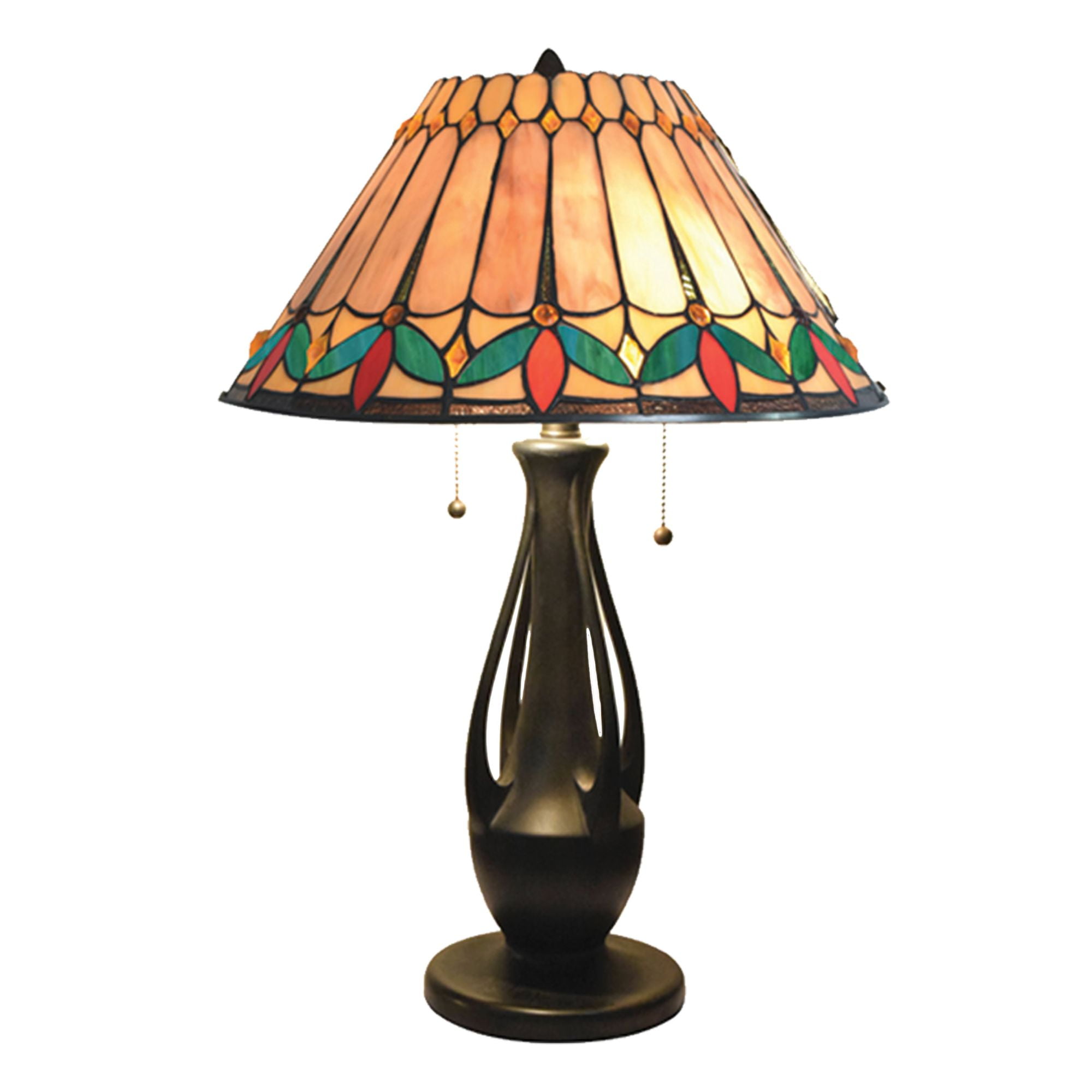 Jardin Dark Antique Bronze Stained Glass Table Lamp