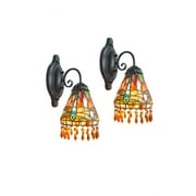 Dale Tiffany Metal & Art Glass Wall Sconce in Antique Bronze/Amber Orange