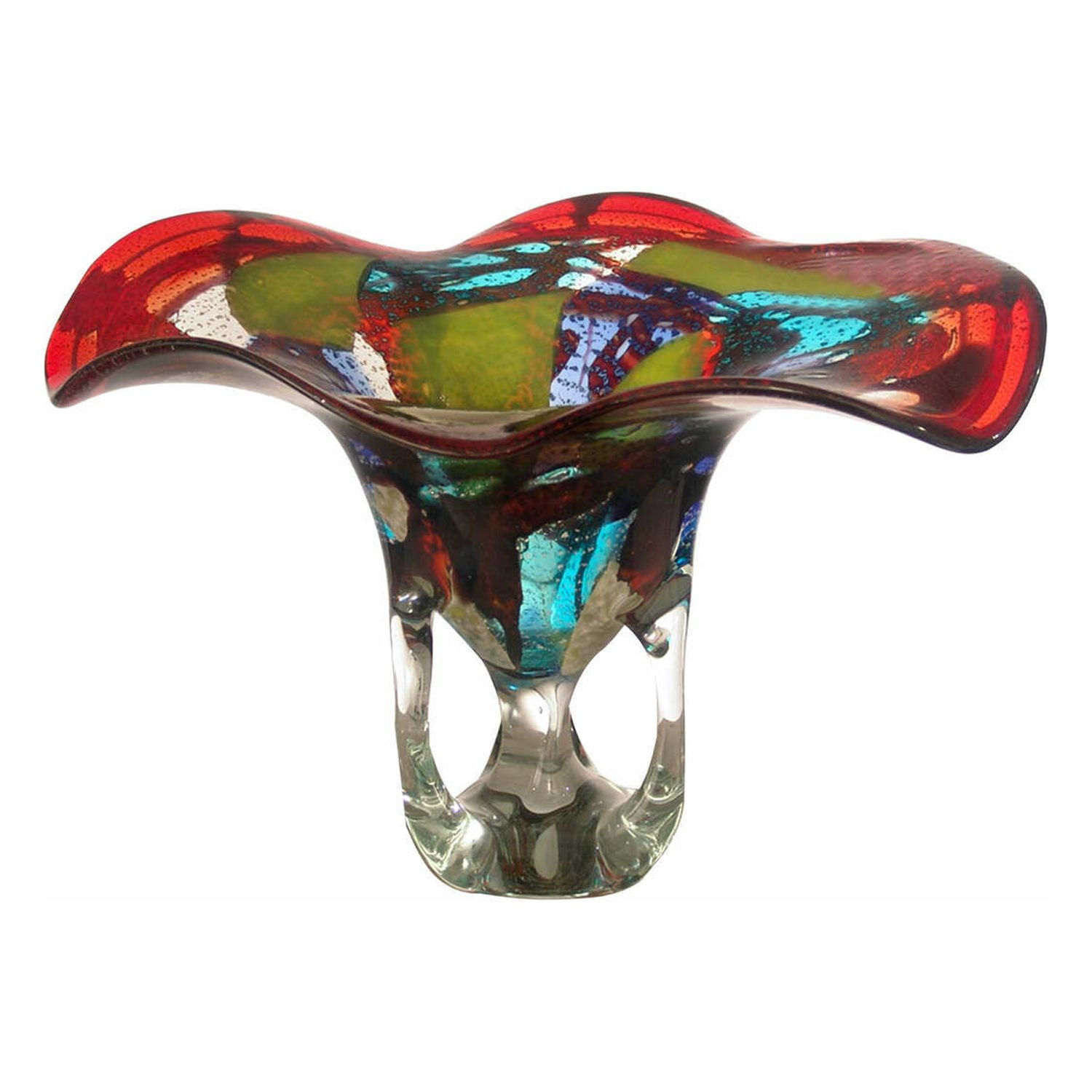 Hand Blown Multicolor Glass Decorative Table Bowl