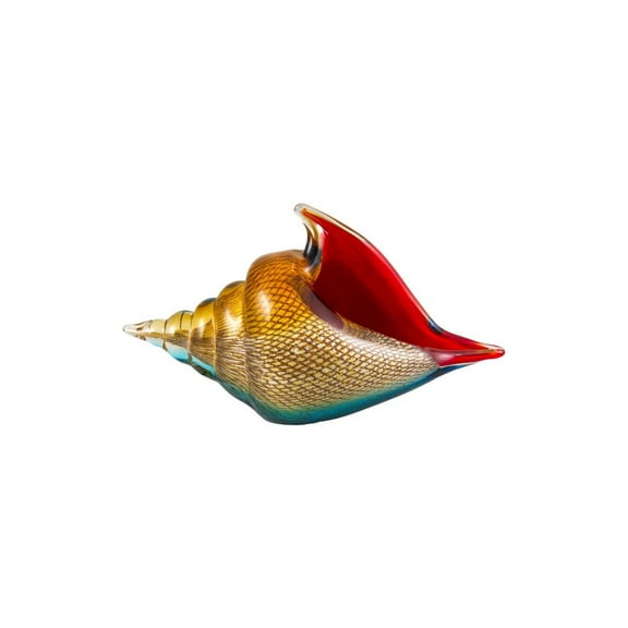 Dale Tiffany Oceanside Seashell Art Glass Figurine in Red/Gold