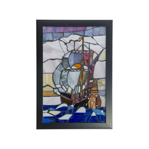 Dale Tiffany Lighting - Sailboat - 18 Inch Mosaic Art Glass Wall Panel