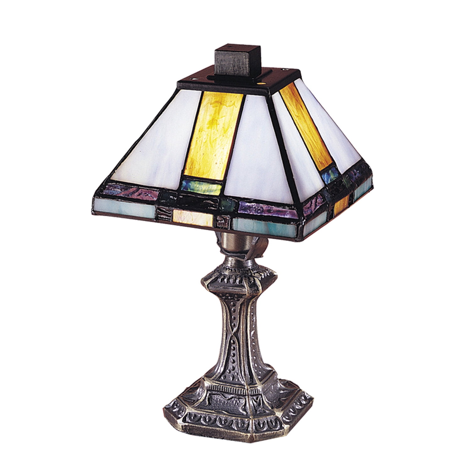 Tranquility Mission Stained Glass Accent Lamp with Antique Brass Base